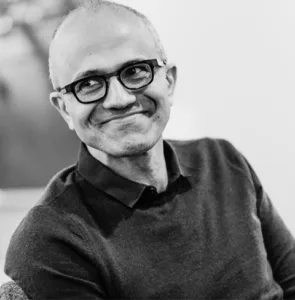 Satya Nadella, Microsoft CEO, known for leading with emotional intelligence.