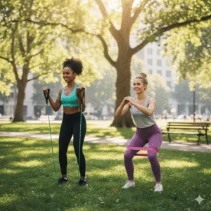 Low-cost strength training outdoors.